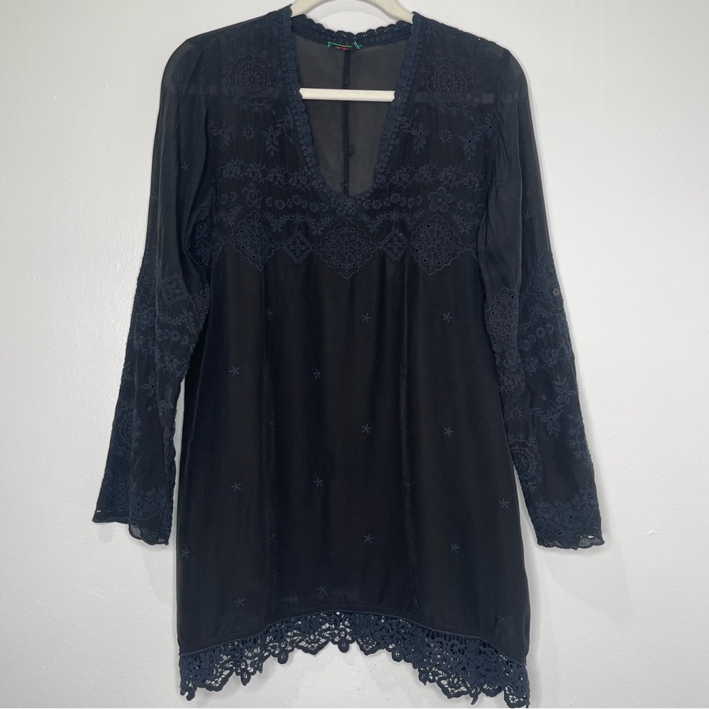 Johnny Was Black Tunic with Lace Details